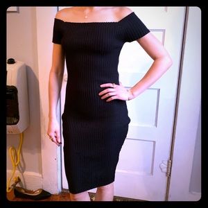 Black MIDI OFF THE SHOULDER DRESS